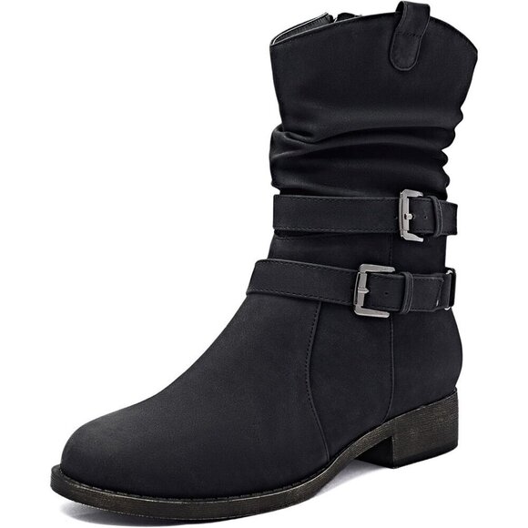 Women's Cowboy Calf Side zipper Low Heel Mid Calf Fashion Western Boots. - Picture 1 of 6